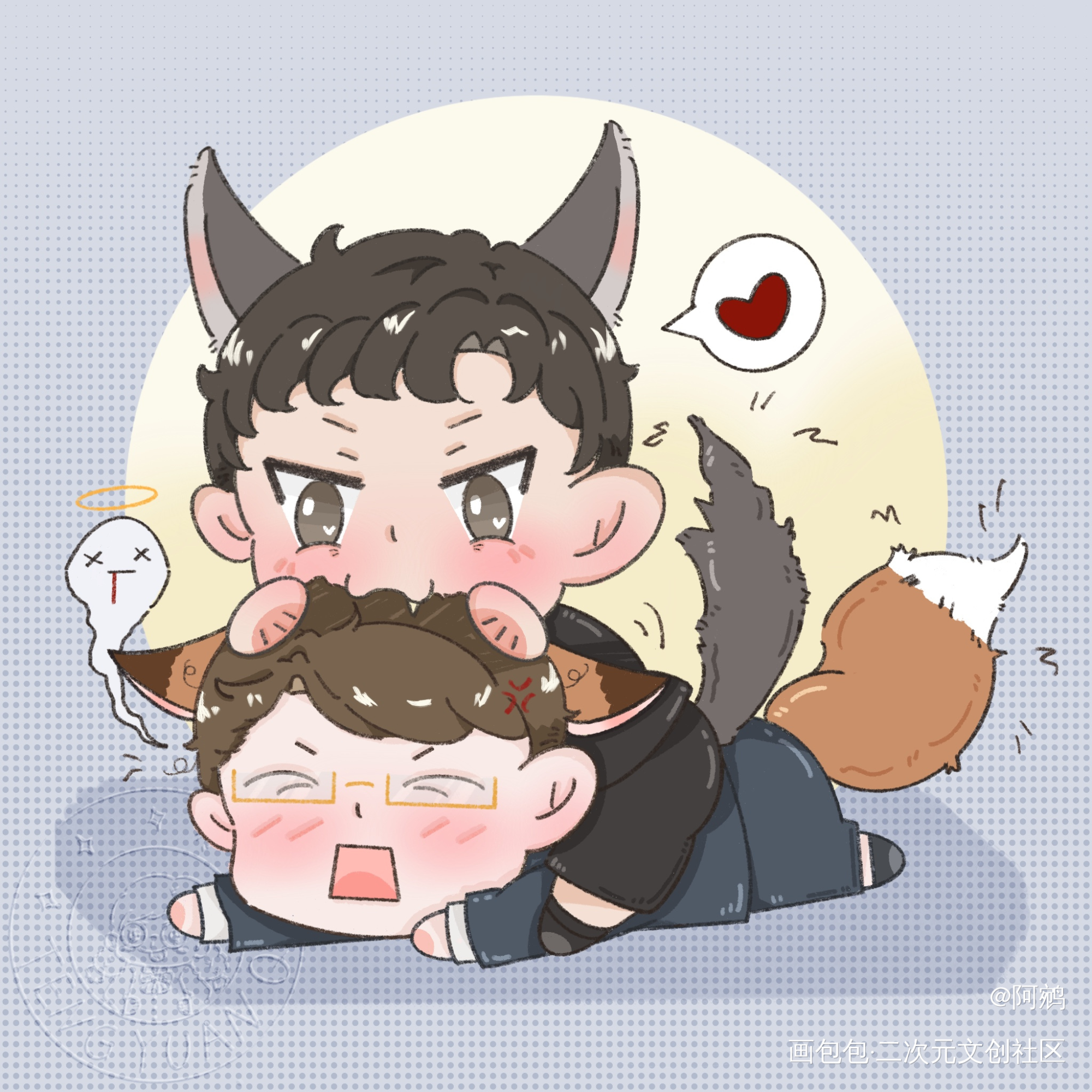 🐺吃🦊_针锋对决188男团原顾摸鱼页板绘绘画作品