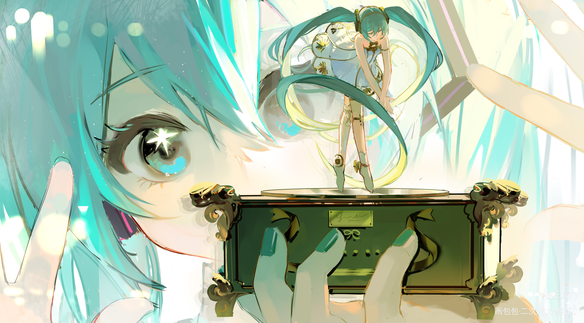 Miku_初音未来厚涂日系插画同人绘画作品