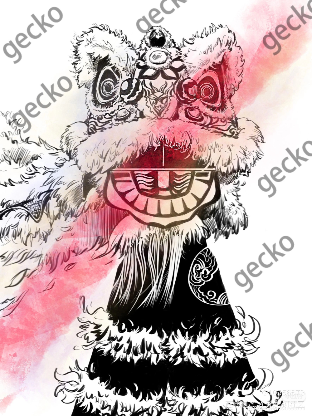 白菜太太来啦_板绘涂黑白简笔绘画作品