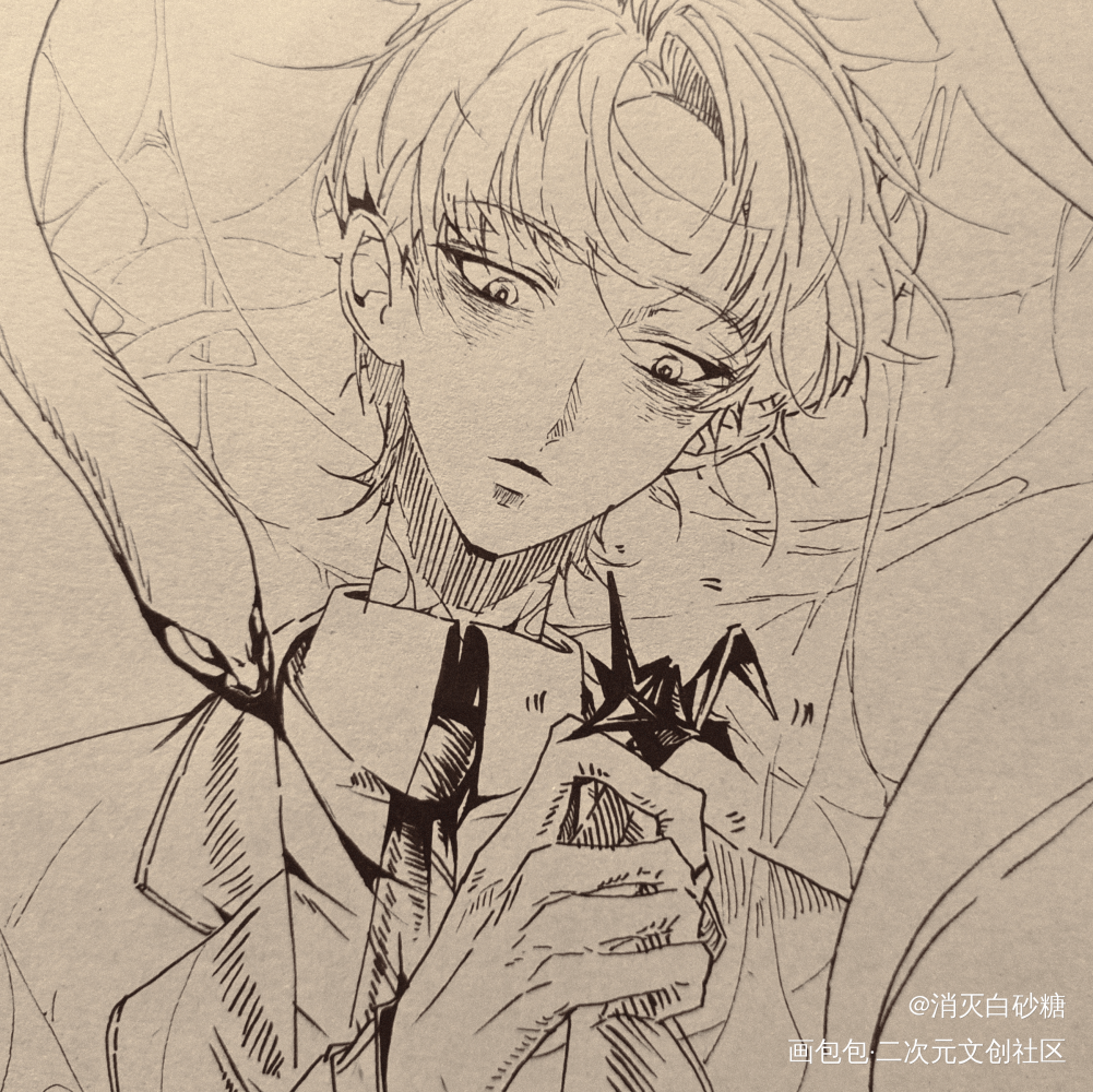 纸鹤传情_哈利波特德拉科马尔福圆珠笔绘画作品