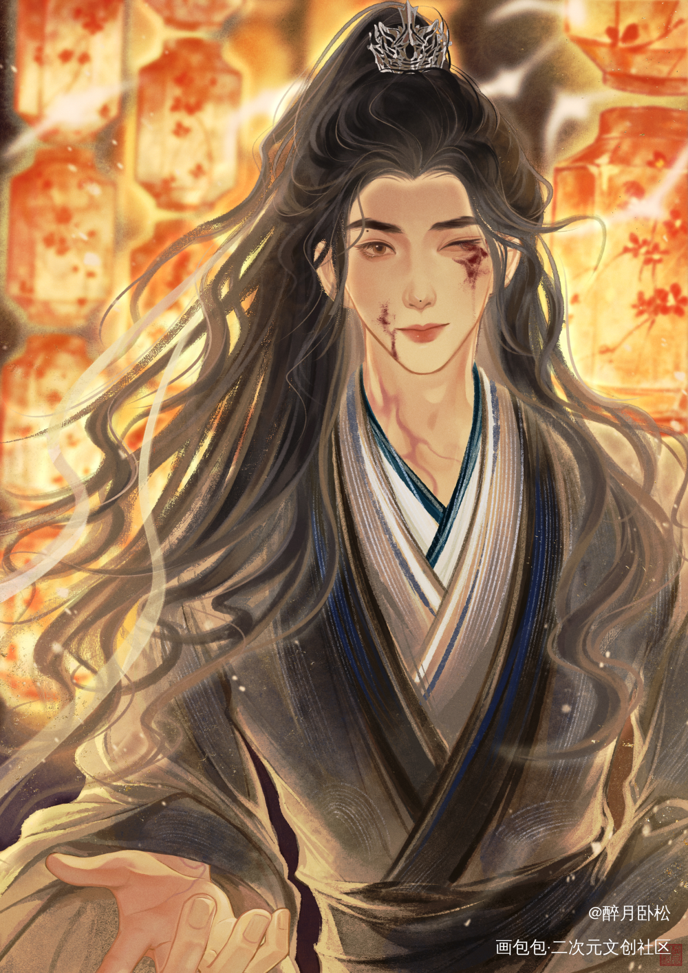 一起去赏花灯吧_古风苏易水绘画作品