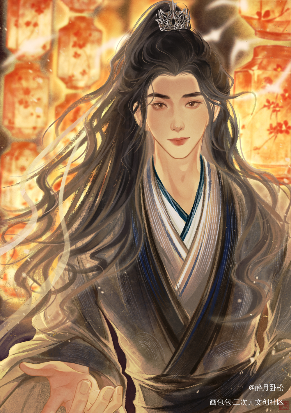 一起去赏花灯吧_古风苏易水绘画作品