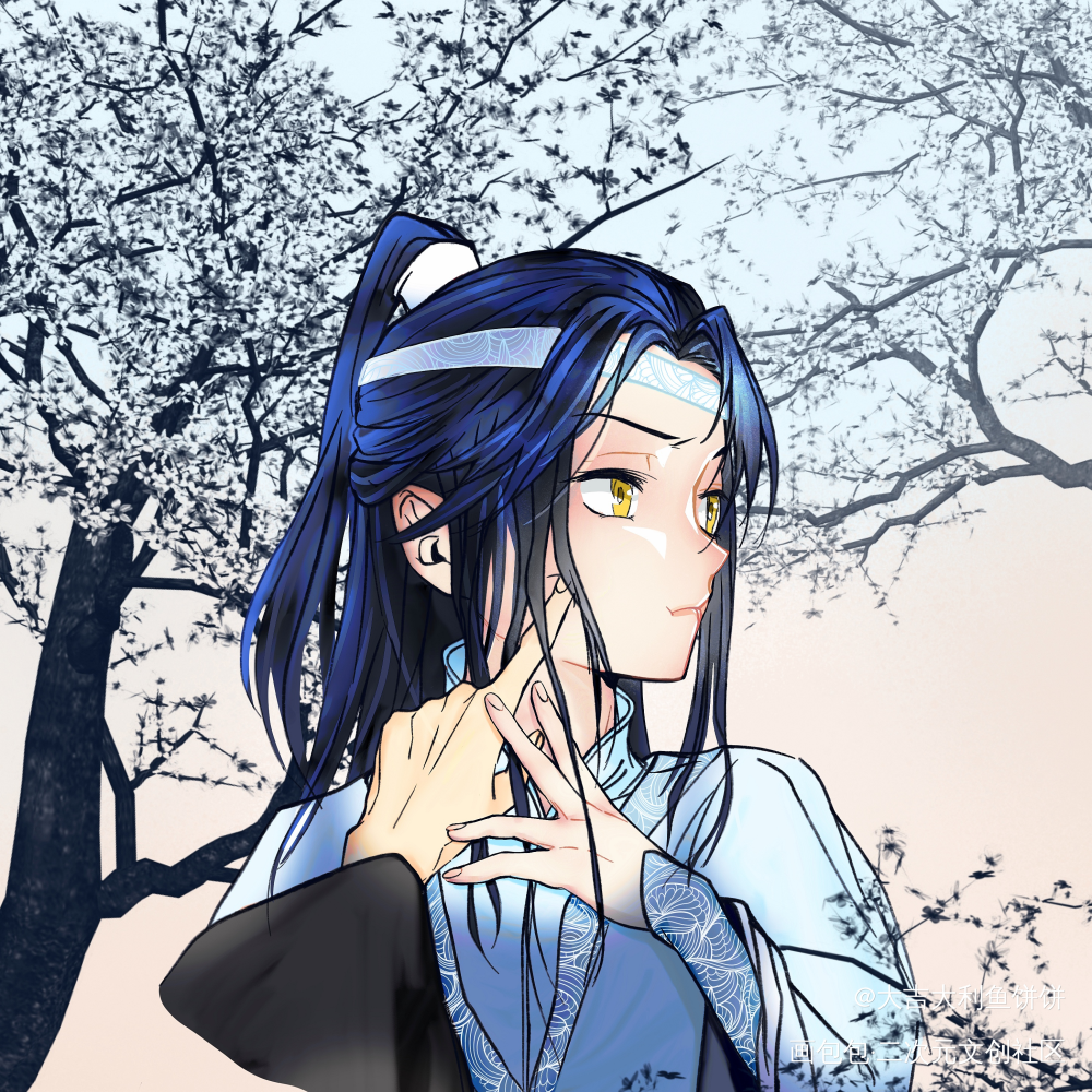 调戏&宠溺_魔道祖师忘羡蓝忘机魏无羡绘画作品