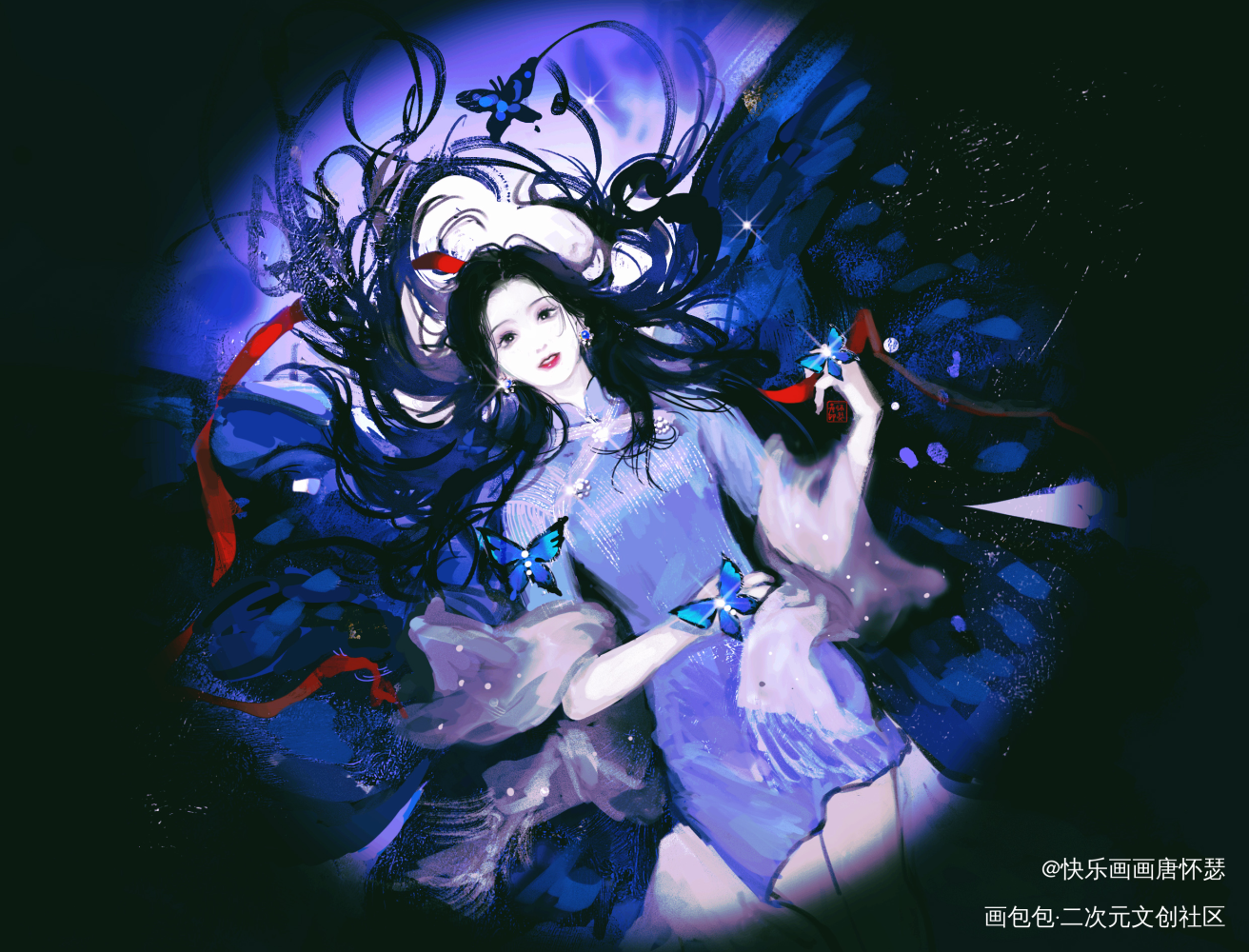 破茧🦋_插画陈都灵摸鱼板绘绘画绘画作品