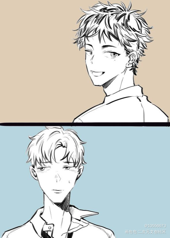 无题_板绘涂黑白简笔摸鱼页绘画作品