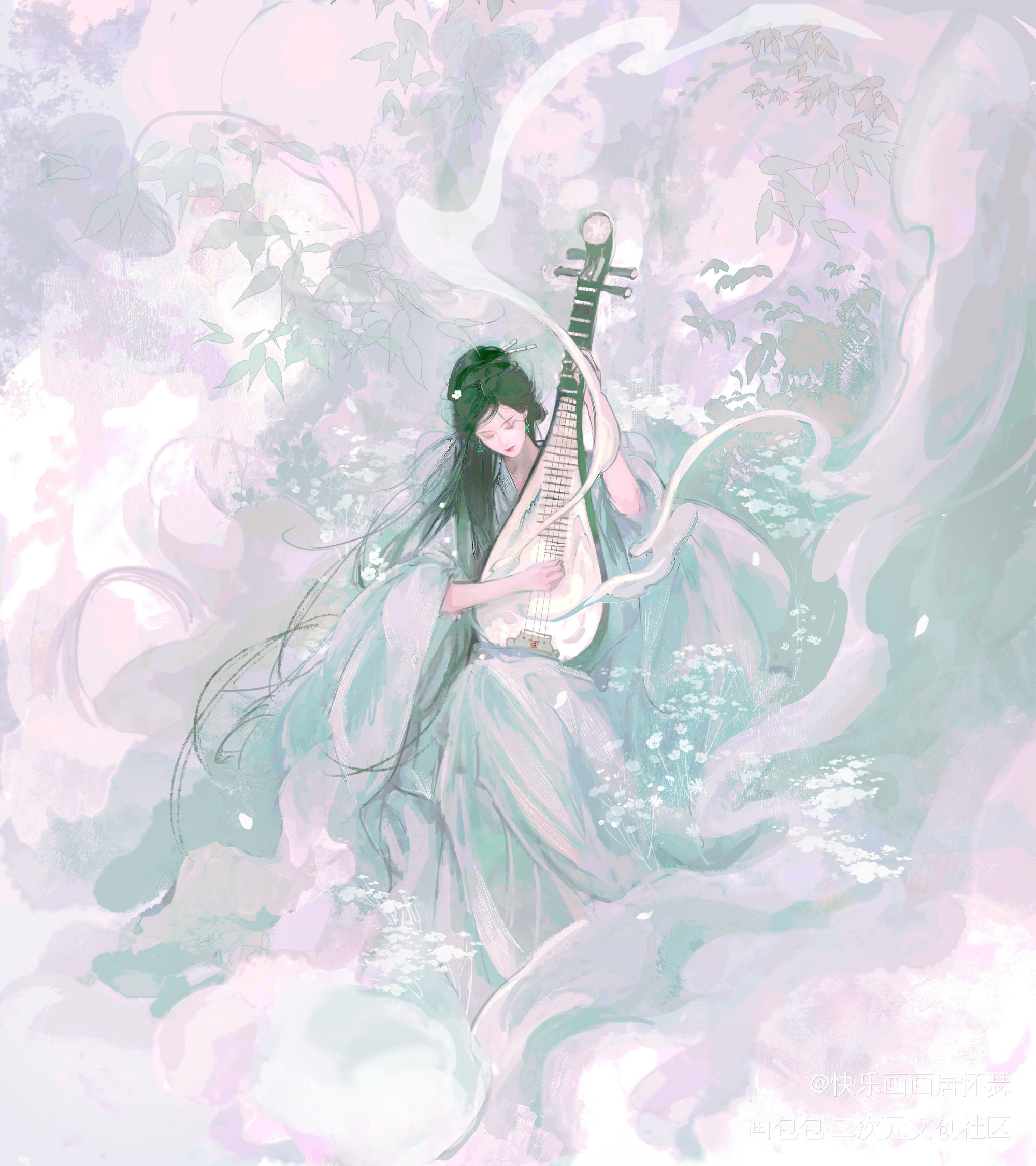 山鬼_国潮古风插画陈都灵摸鱼板绘绘画绘画作品