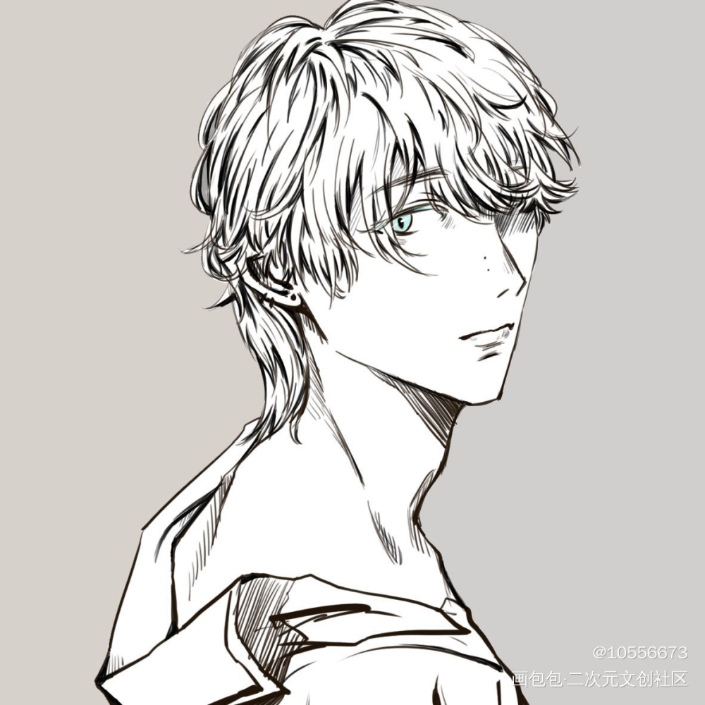 24小时特价男生头像_板绘涂黑白简笔绘画作品