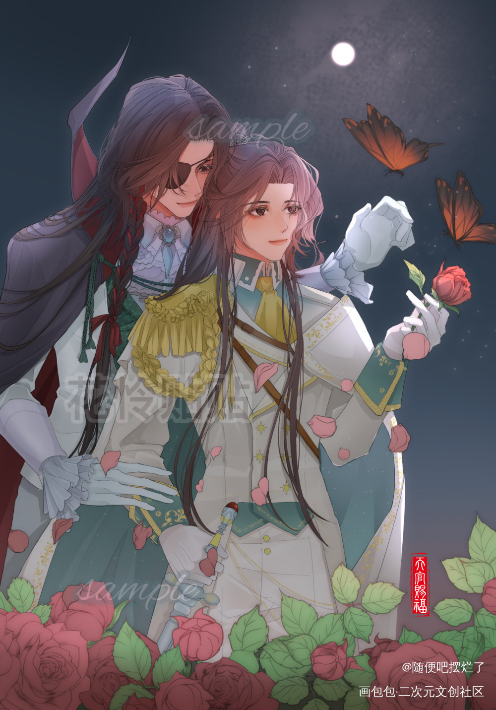 天官第二季开播贺图_天官赐福花怜谢怜花城墨香铜臭绘画作品