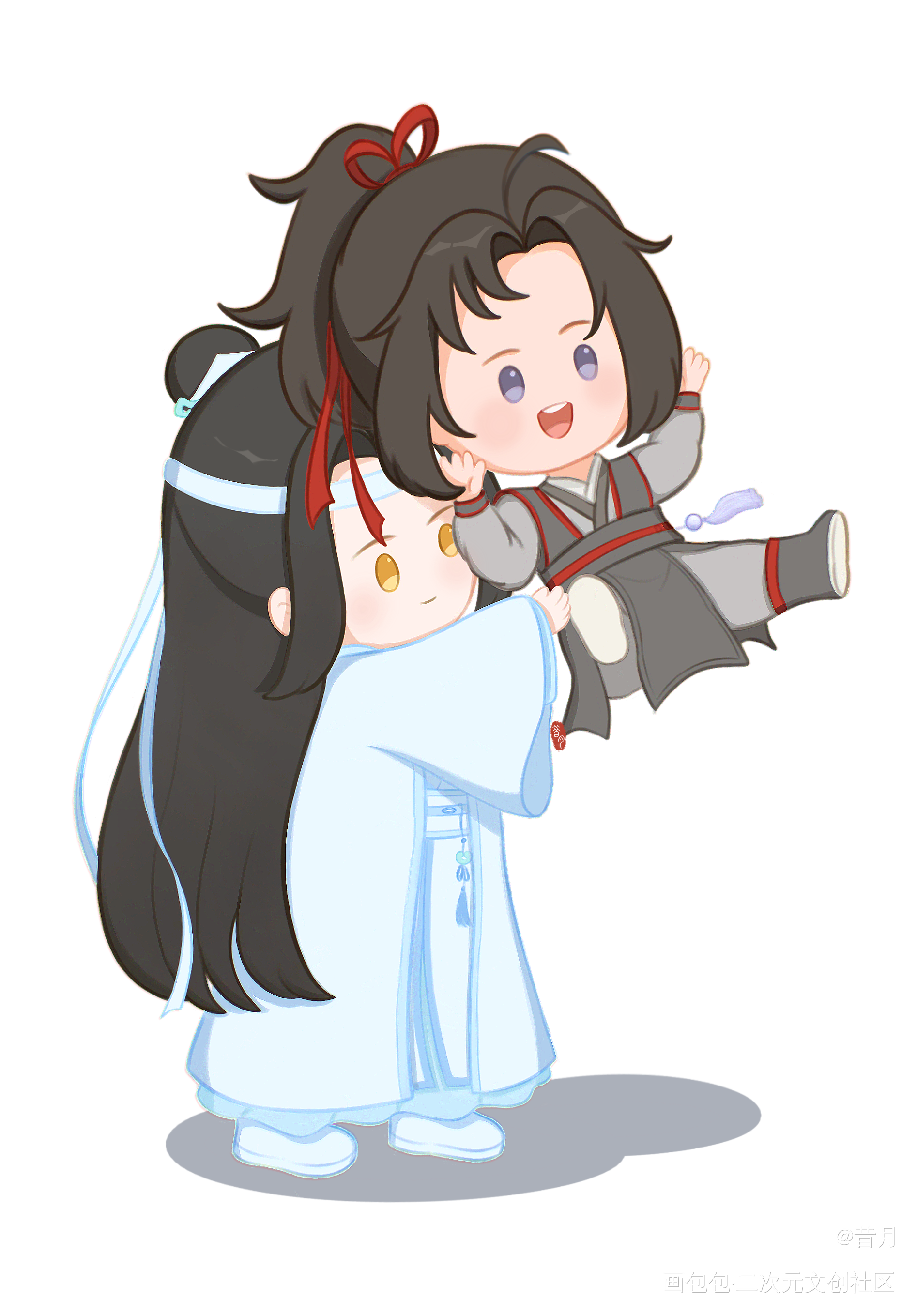 举高高～_魔道祖师忘羡蓝忘机魏无羡可爱绘画作品