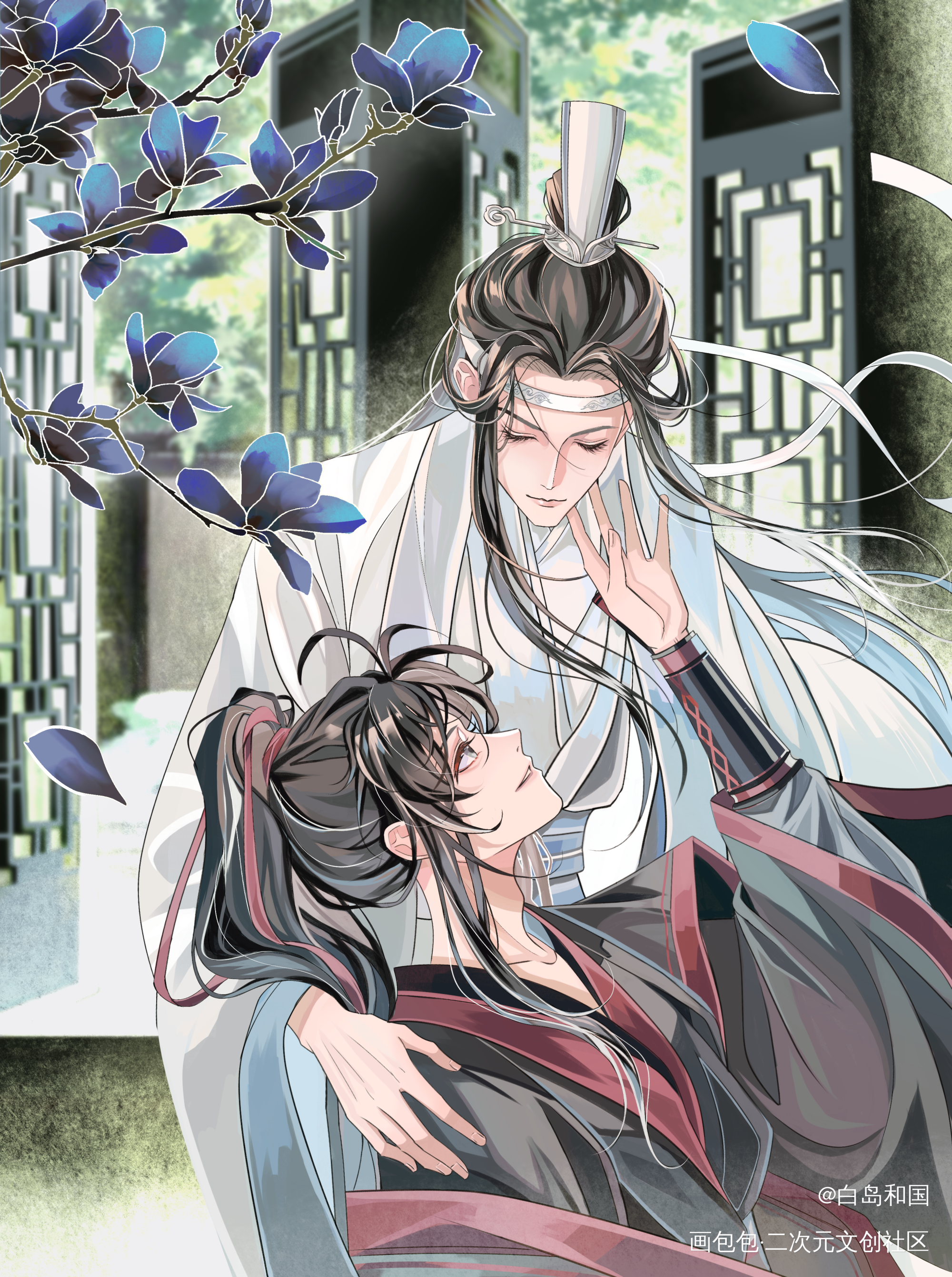 问灵十三载，等一不归人_魔道祖师忘羡蓝忘机魏无羡绘画作品