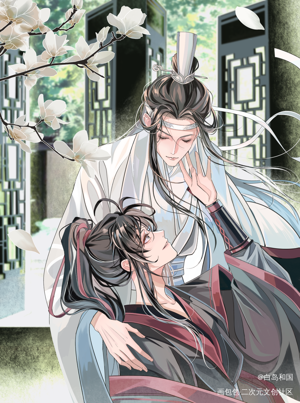 问灵十三载，等一不归人_魔道祖师忘羡蓝忘机魏无羡绘画作品