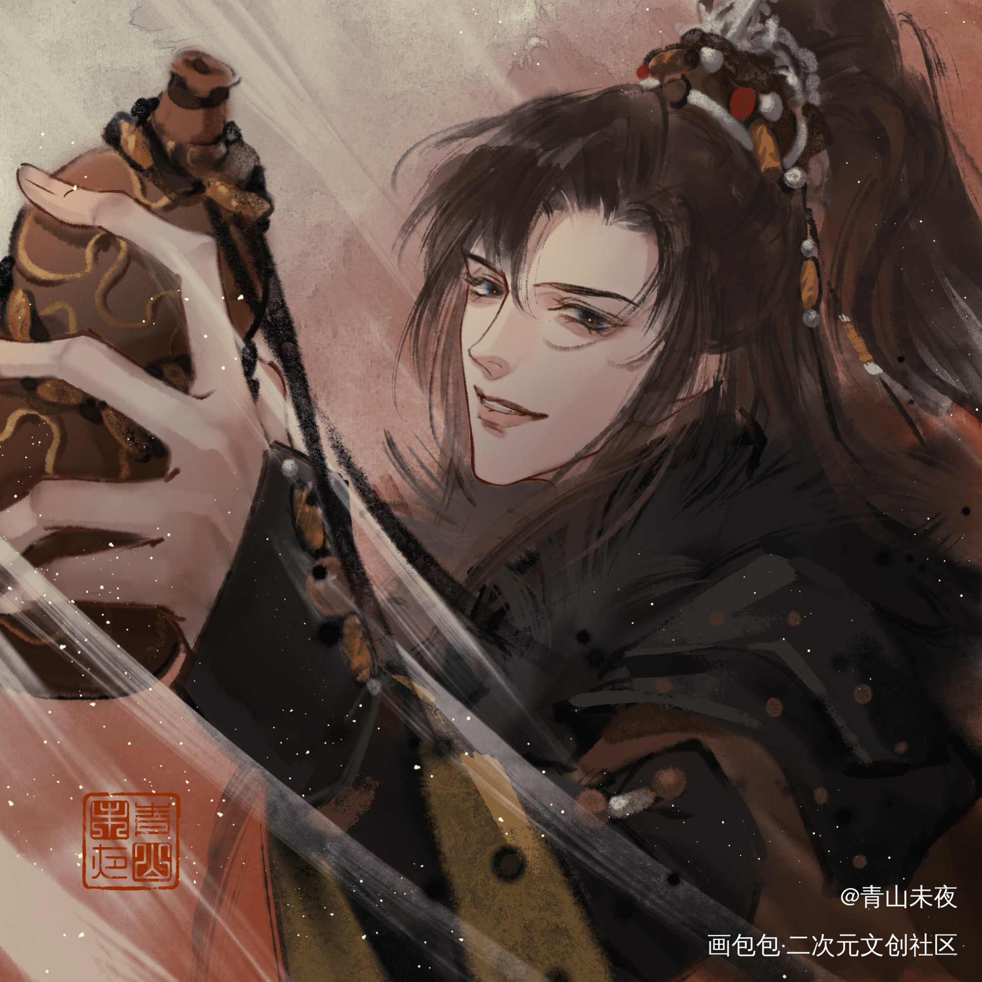 来，干杯🍻_金光布袋戏风逍遥绘画作品