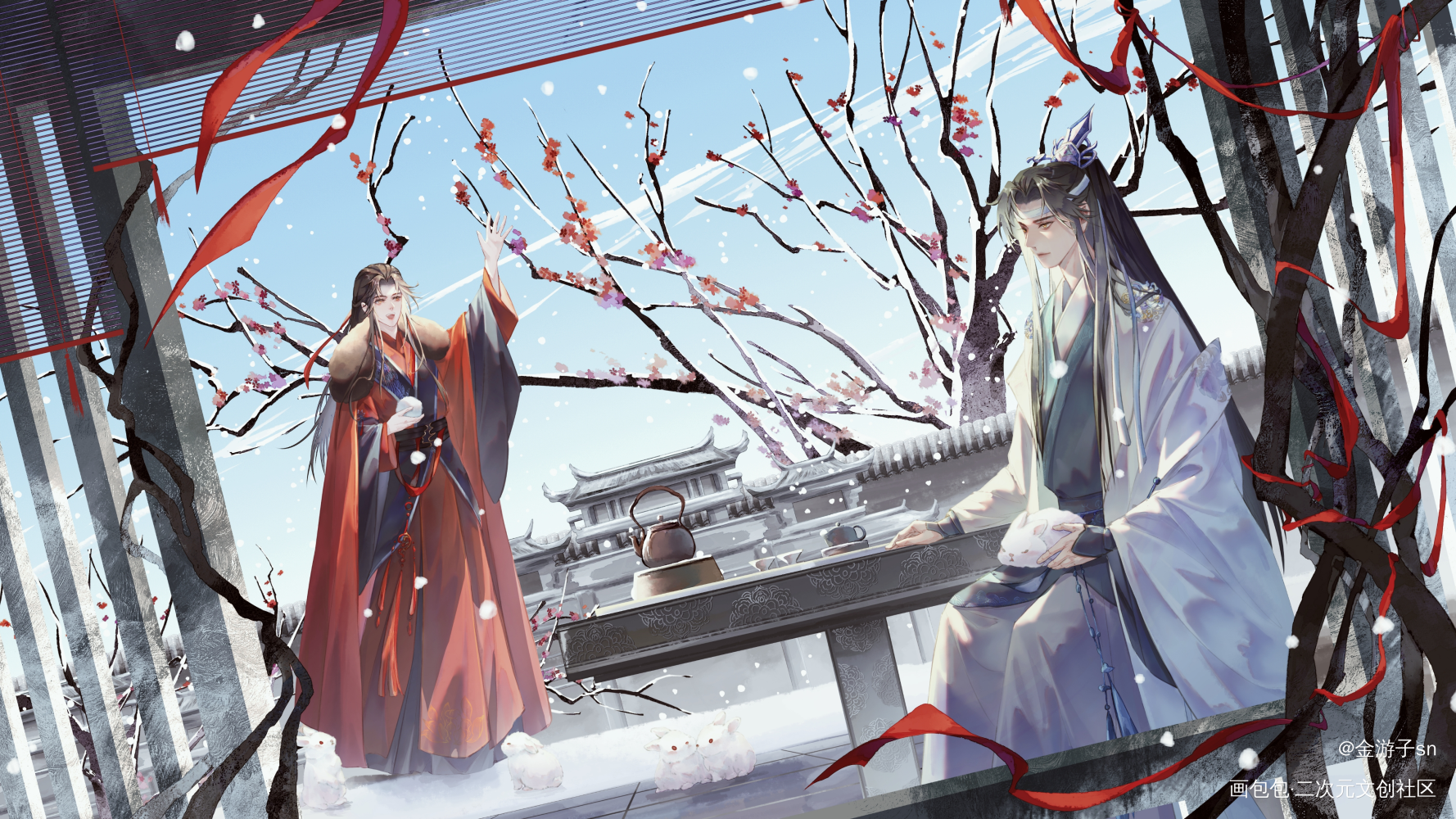 【忘羡生贺图】——白昼版_魔道祖师忘羡蓝忘机魏无羡绘画作品