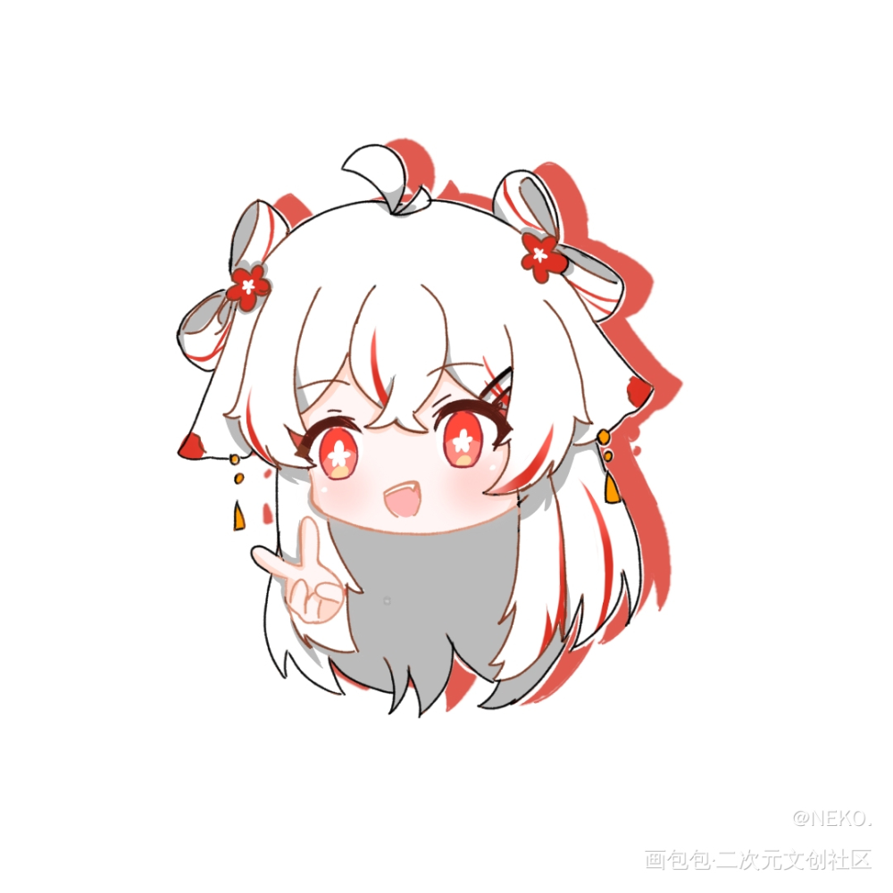 接接大头_摸鱼页平涂Q版接稿约稿绘画作品