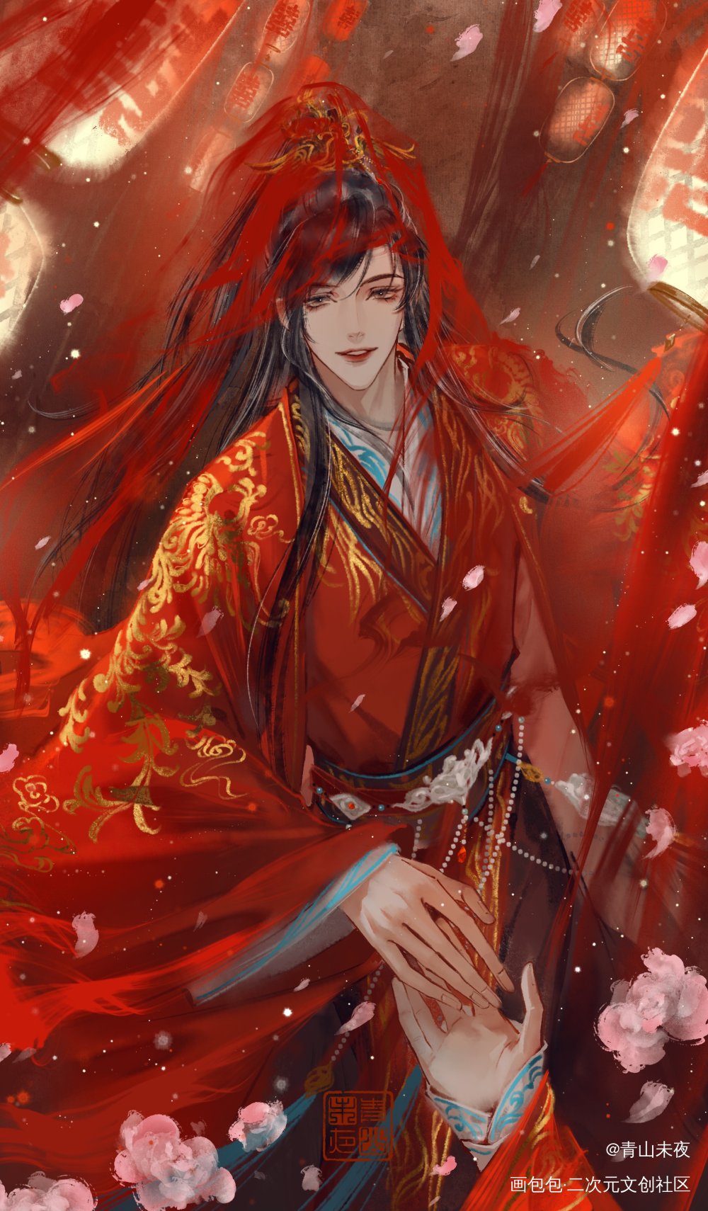 执子之手 与子偕老_魔道祖师忘羡魏无羡绘画作品