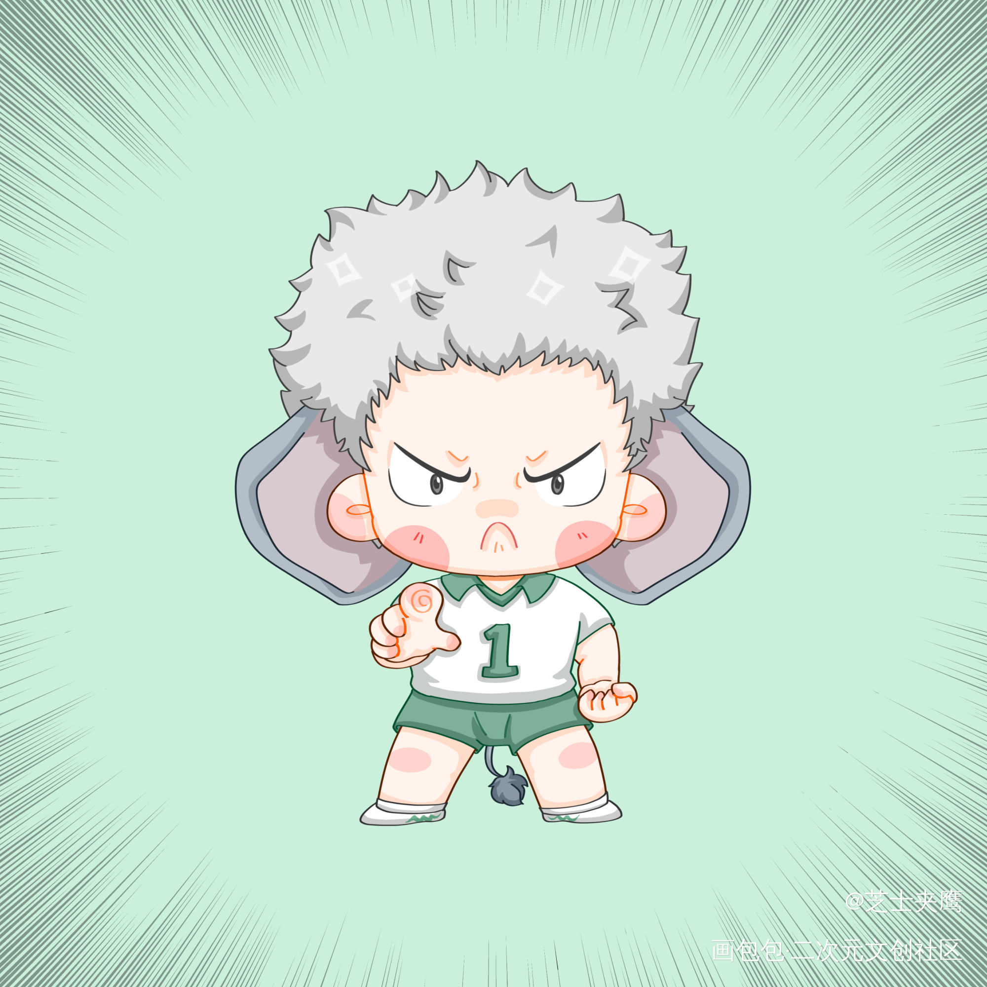 狠狠扣下去_排球少年二口坚治青根高伸青二口绘画作品