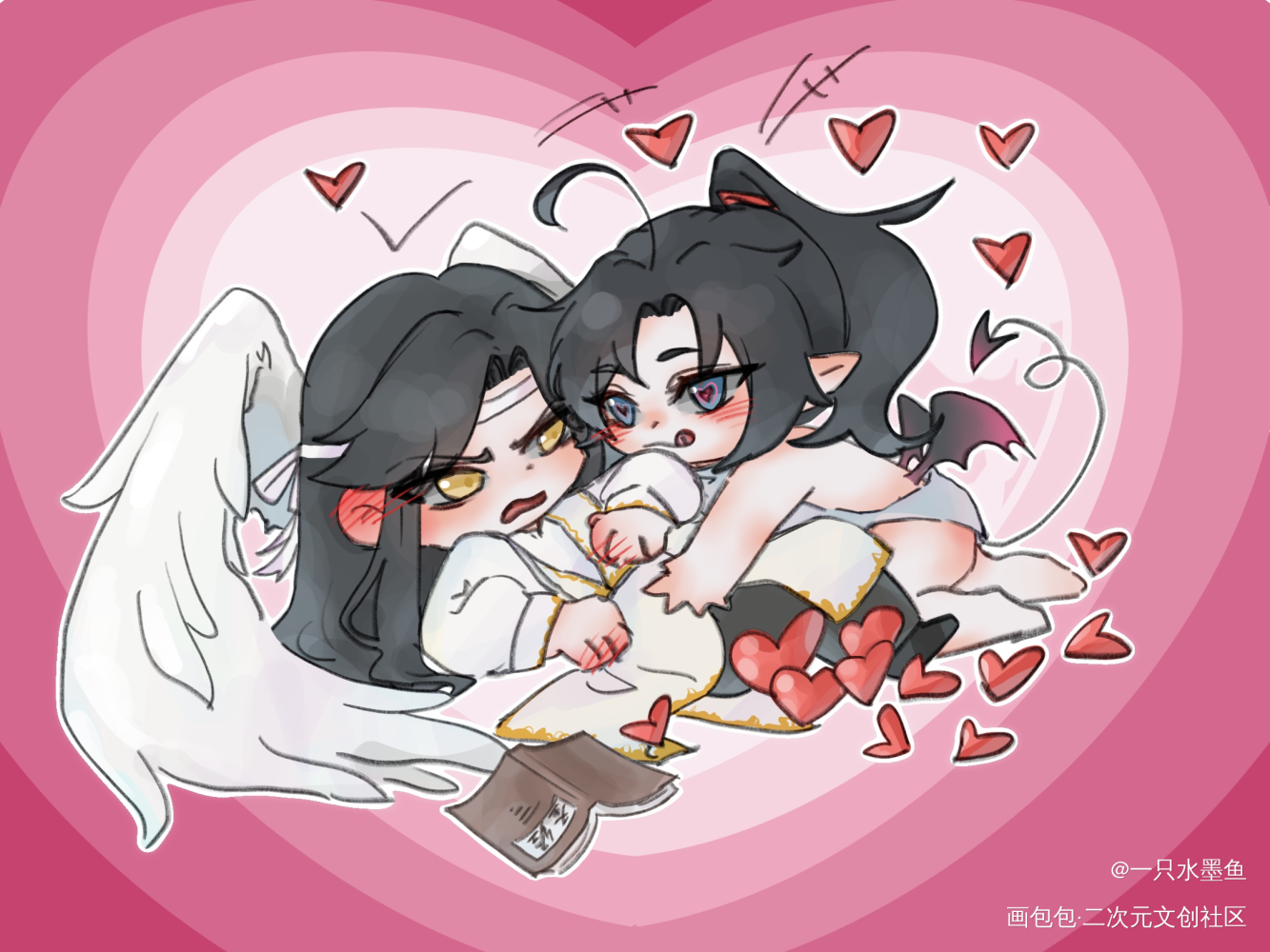 羡羡生日快乐！_魔道祖师忘羡Q版约稿绘画作品