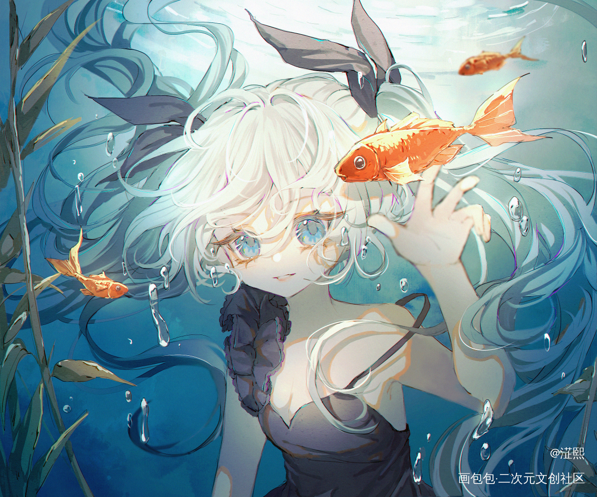 摸🐟_初音未来头像摸鱼板绘绘画绘画作品