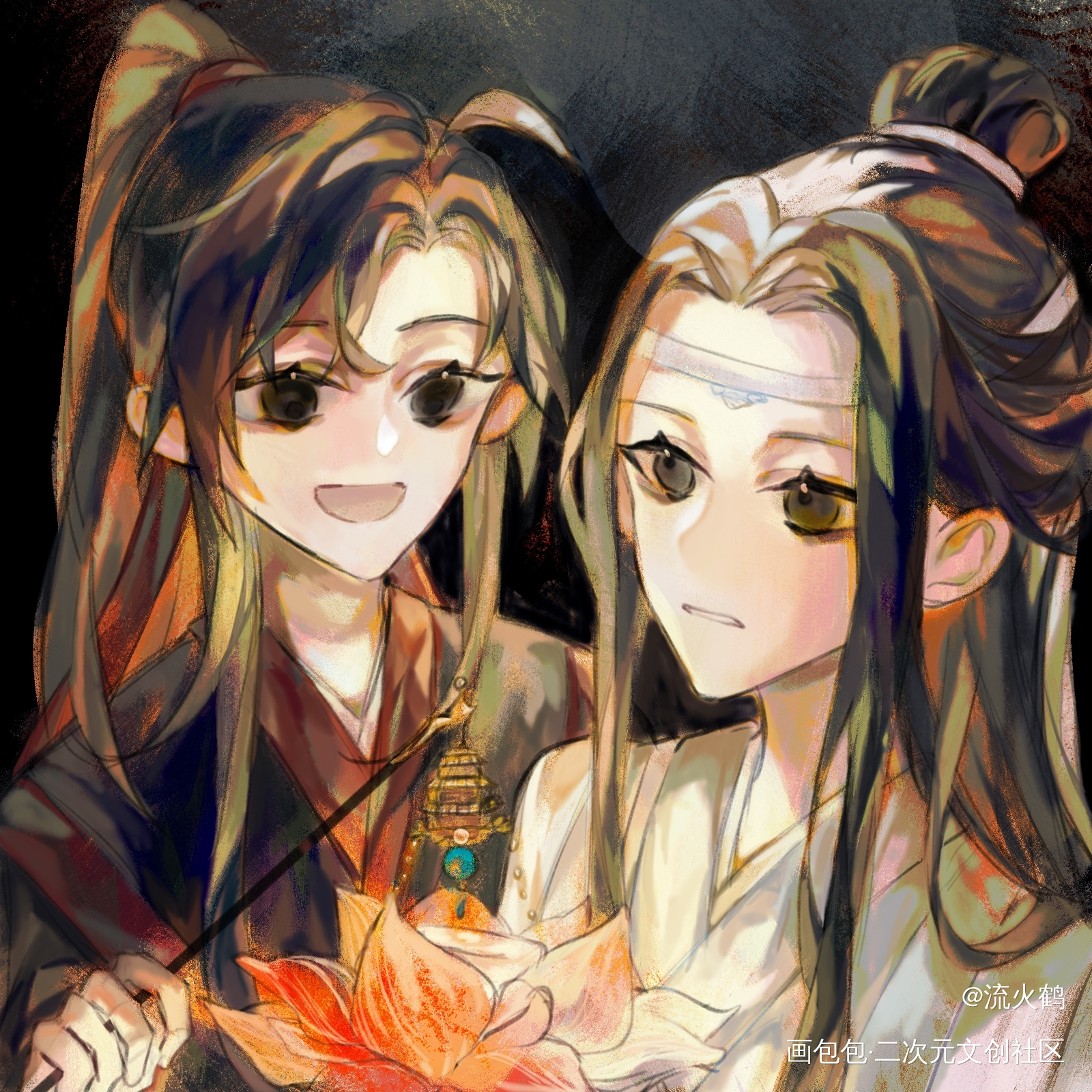 之前画滴的中秋贺图_魔道祖师忘羡蓝忘机魏无羡画世界绘画作品