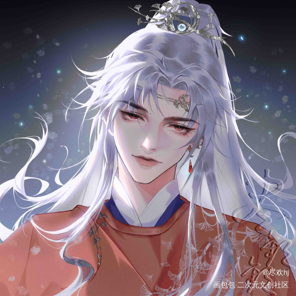 白发美人_(:з」∠)__摸鱼页古风绘画练习绘画原创绘画作品