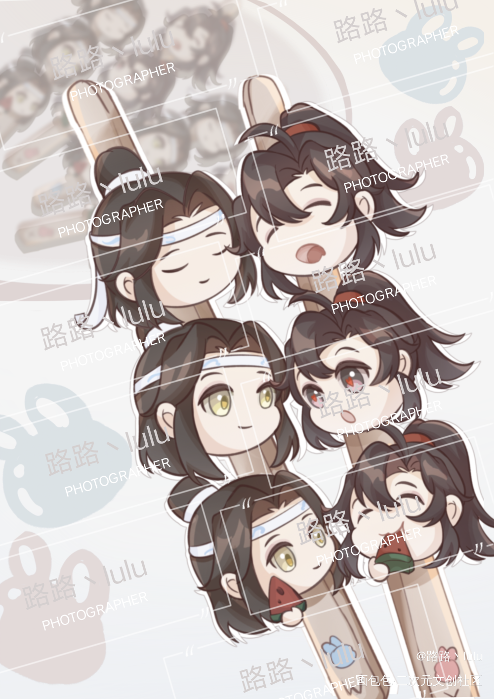 可爱忘羡⚈₃⚈_魔道祖师忘羡蓝忘机魏无羡Q版绘画作品