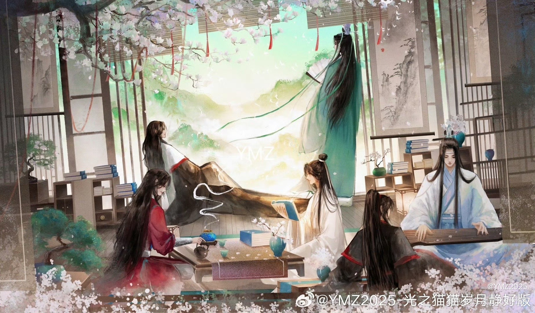 墨家三子全家福_人渣反派自救系统天官赐福魔道祖师绘画作品