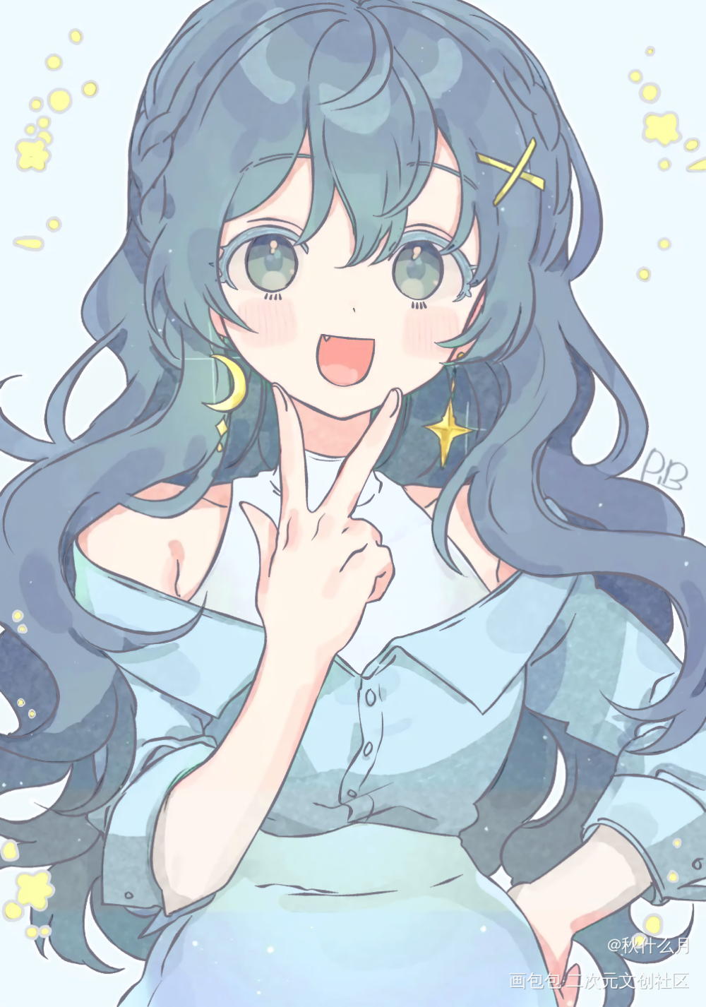 请查收甜妹～(￣▽￣～)~_可爱漫画甜妹萌妹原创绘画作品
