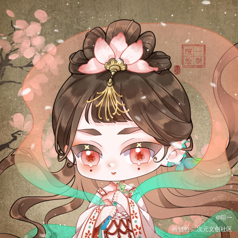吾名阿灼，是株桃花_阿灼立绘可爱古风Q版绘画作品
