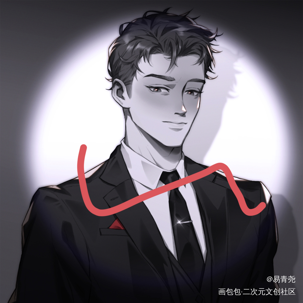 『原顾』黑西_针锋对决188男团约稿绘画作品