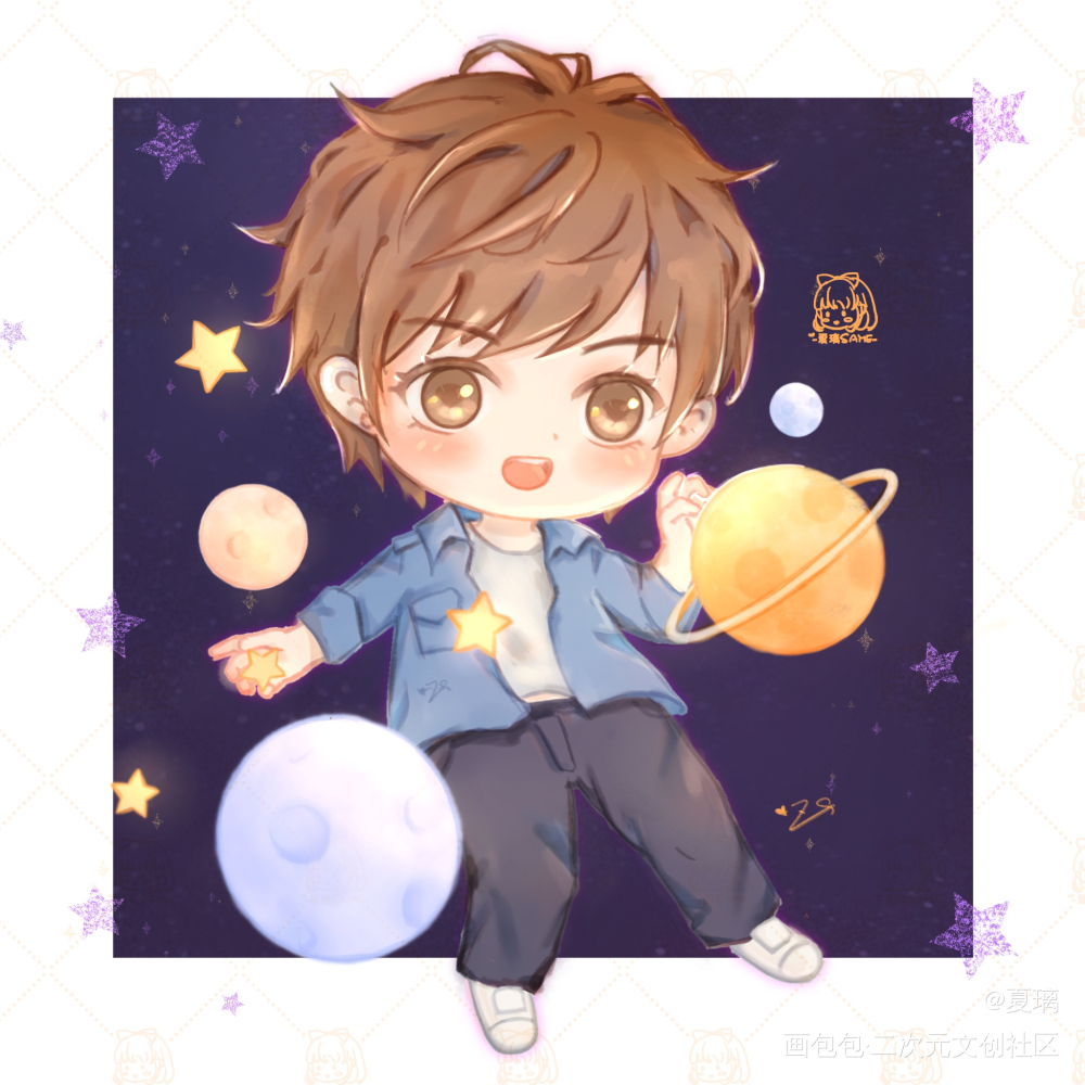 白起 木星合月_恋与制作人白起Q版绘画绘画作品