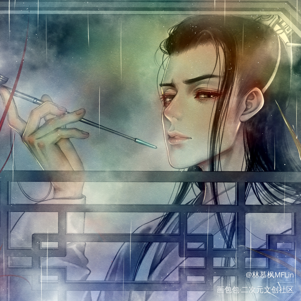 孤月夜（每日晨练～）_二哈和他的白猫师尊姜曦中国风古风水彩绘画作品