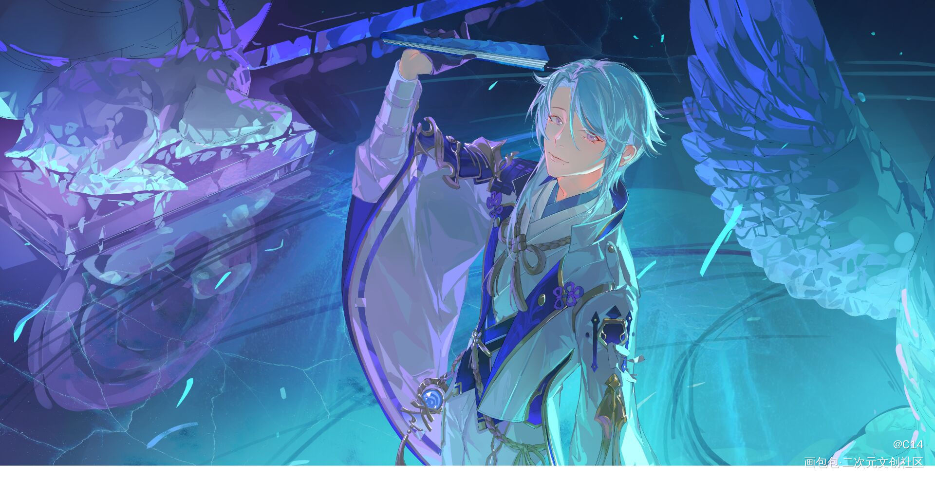 hi_原神神里绫人·原神插画绘画作品