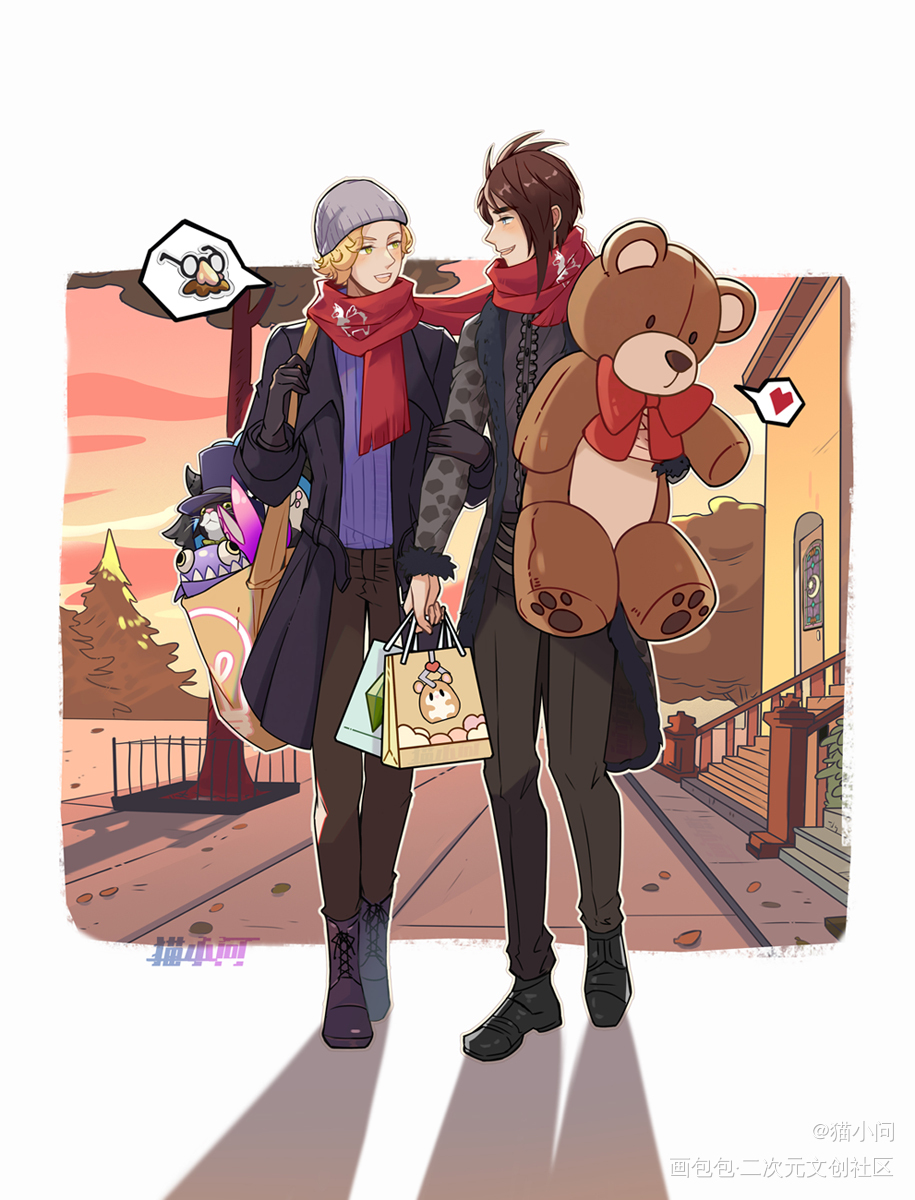 夹玩偶归来_绘画作品
