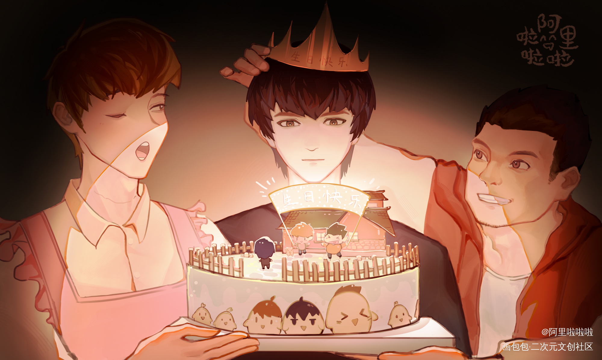 大张哥生日快乐～_盗墓笔记张起灵生日季快乐板绘涂绘画作品