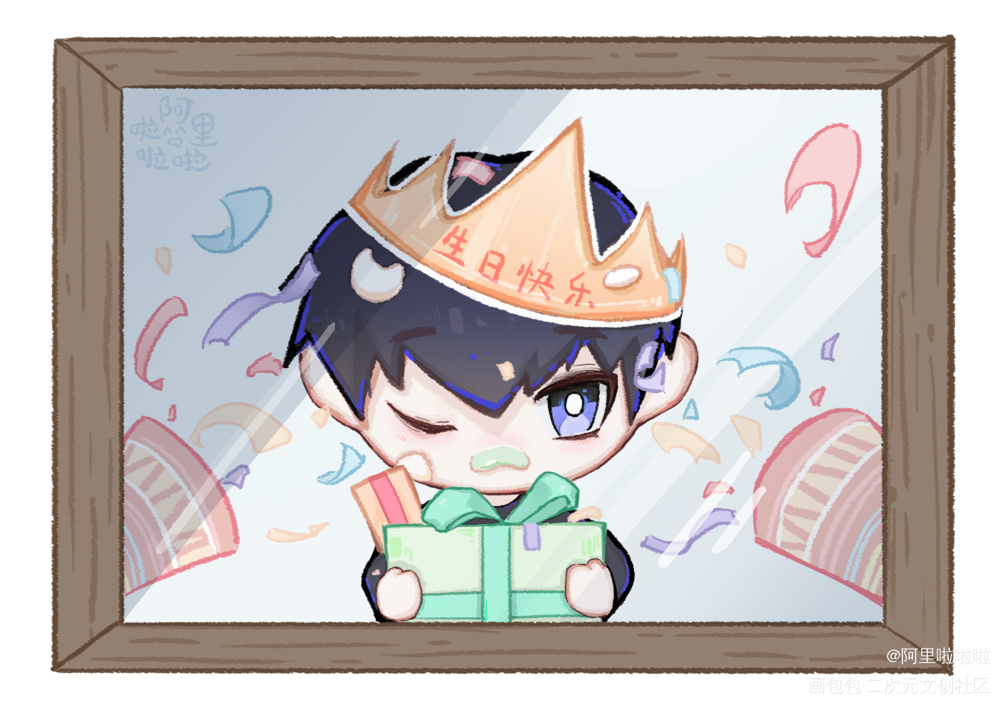 大张哥生日快乐～_盗墓笔记张起灵生日季快乐板绘涂绘画作品