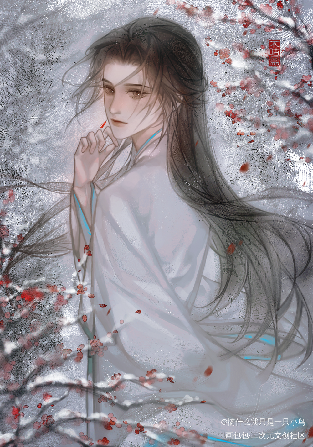 红梅覆雪，兰舟笼香_将进酒绘画作品