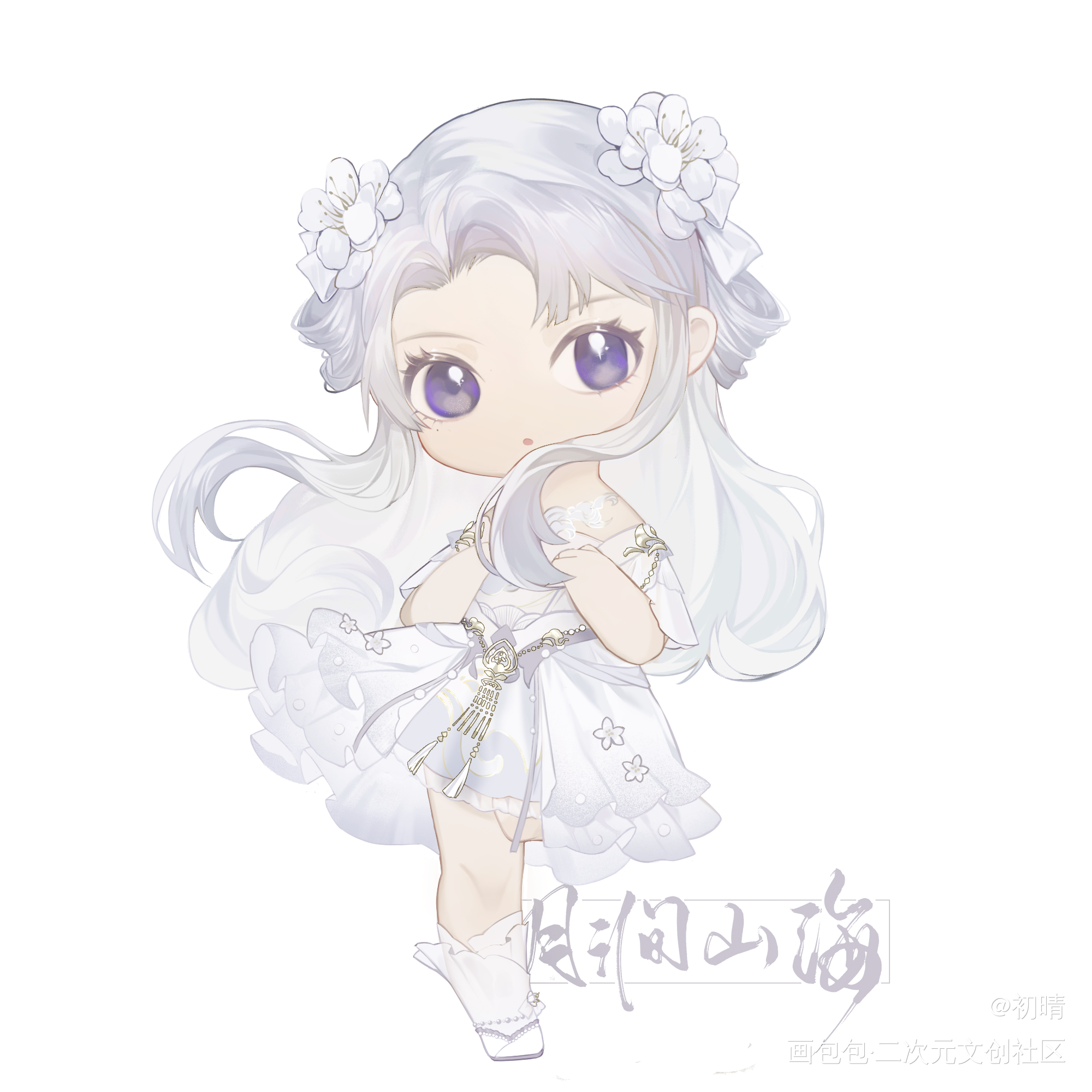 月涧山海 萝莉QQ人_剑网3厚涂日系外观设计同人绘画作品
