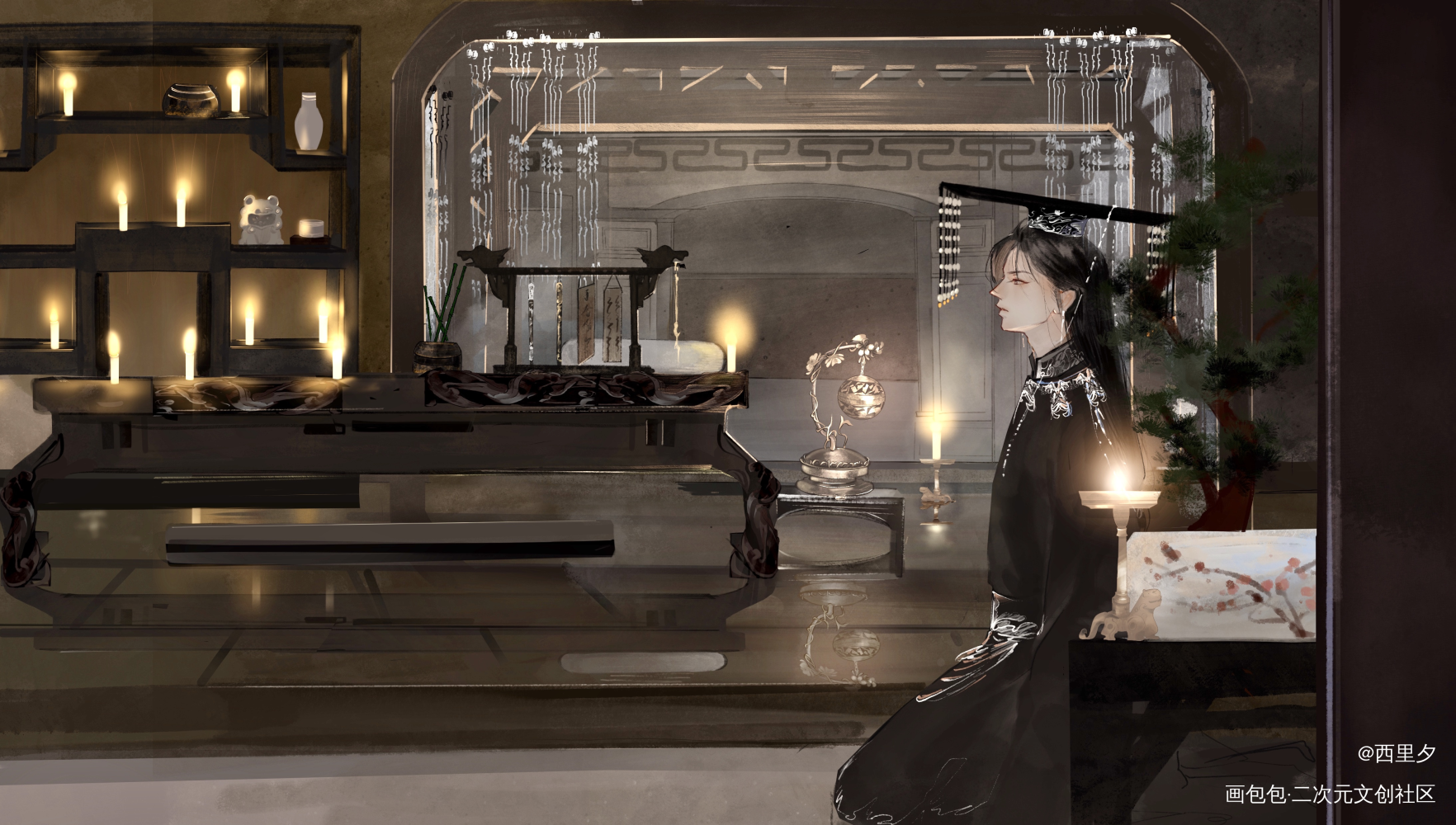 人皇_烈火浇愁盛灵渊绘画作品