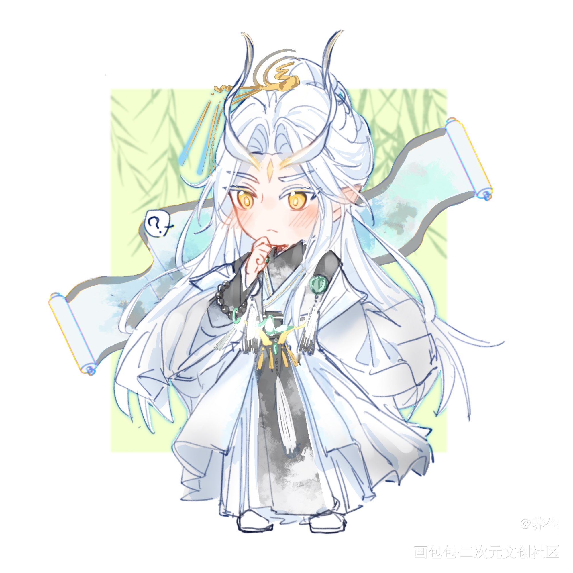 赴山海·白泽·黎朔（Q版）_188男团黎朔·谁把谁当真黎朔绘画作品