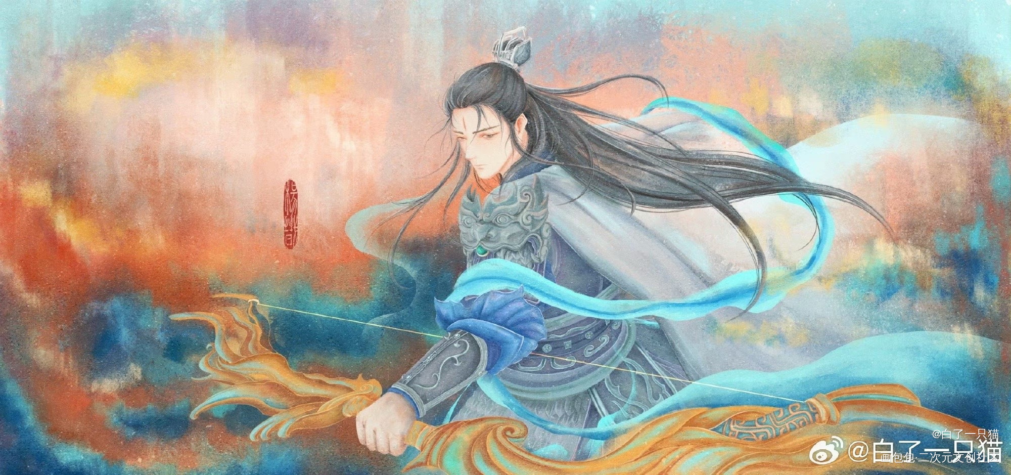 神君_新神榜杨戬杨戬古风绘画绘画作品