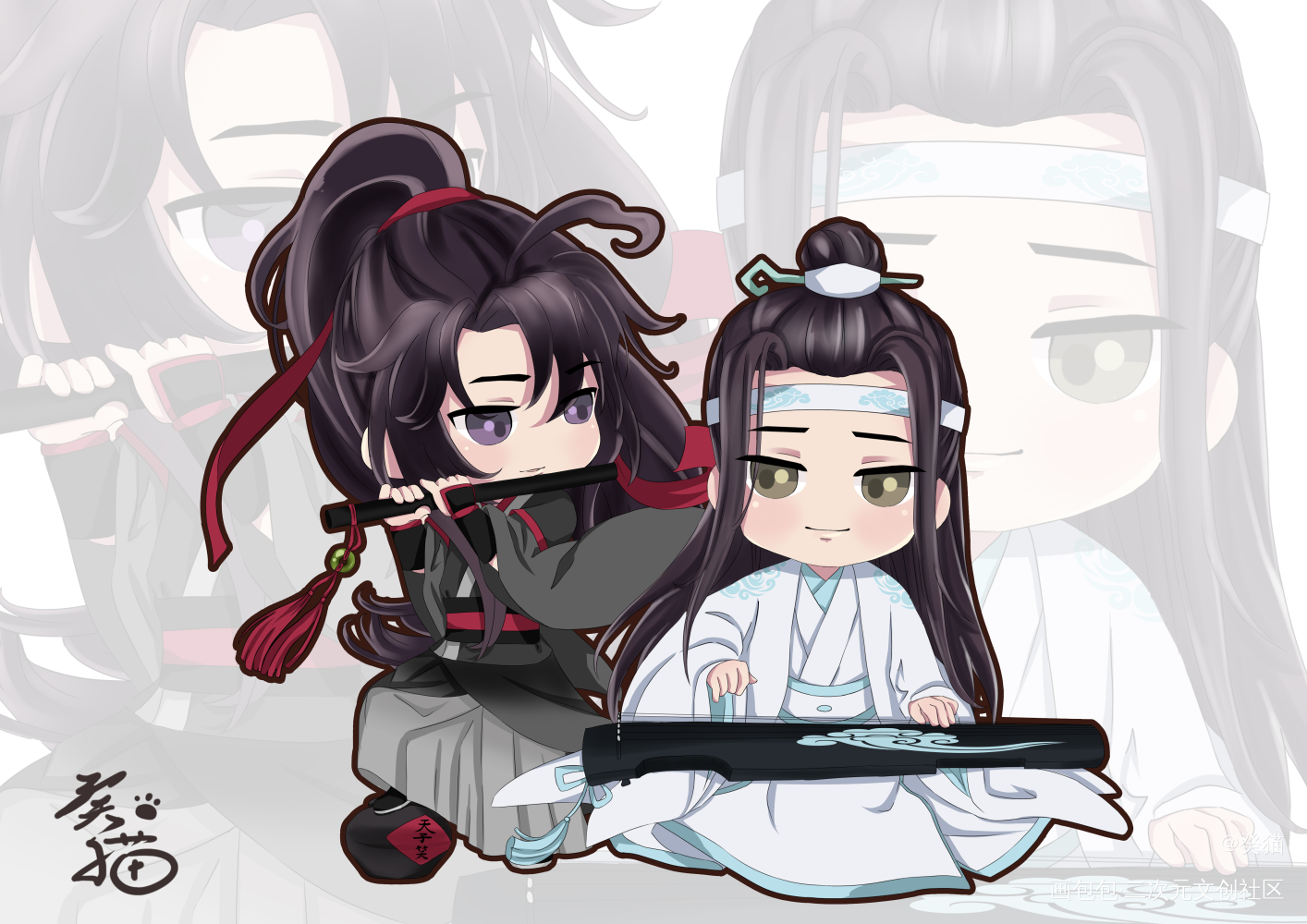 魔道祖师—忘羡_魔道祖师忘羡蓝忘机魏无羡绘画作品