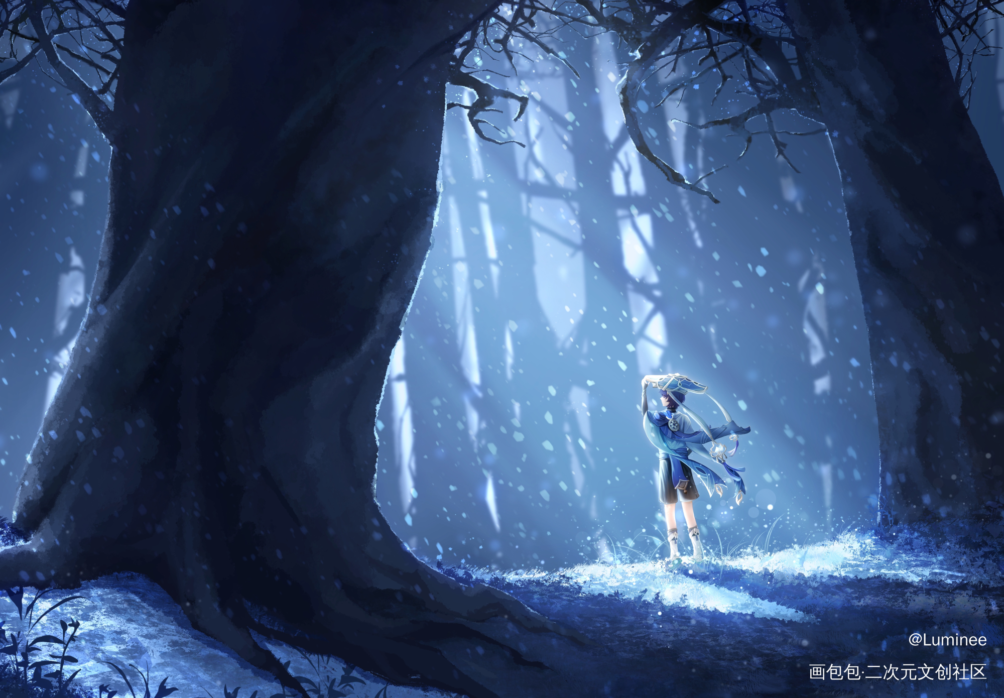 倾落伽蓝_原神散兵绘画作品