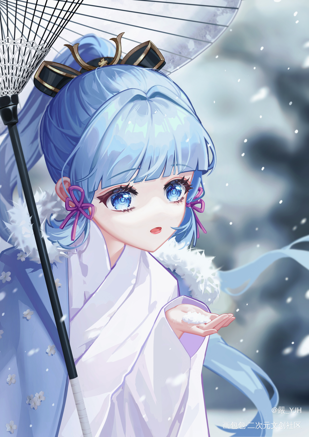 下雪了❄️_原神神里绫华头像同人绘画绘画作品
