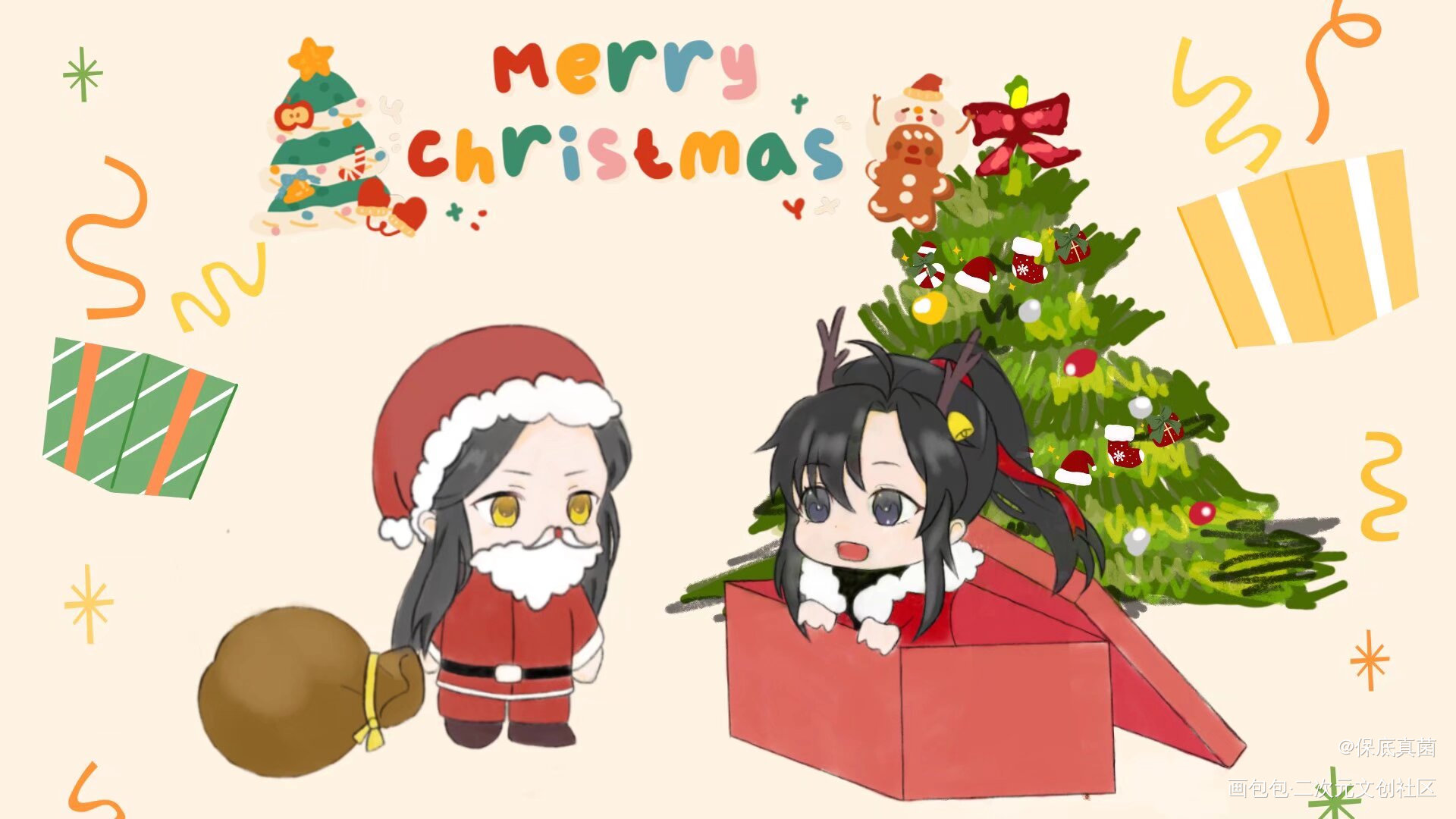 merry Christmas_魔道祖师绘画作品