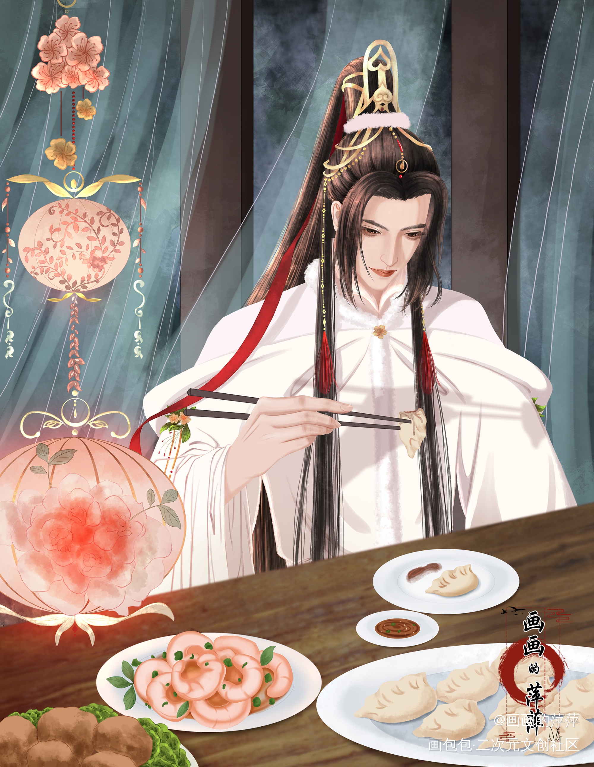 本座听君再抚琴_二哈和他的白猫师尊楚晚宁小说插画绘画作品