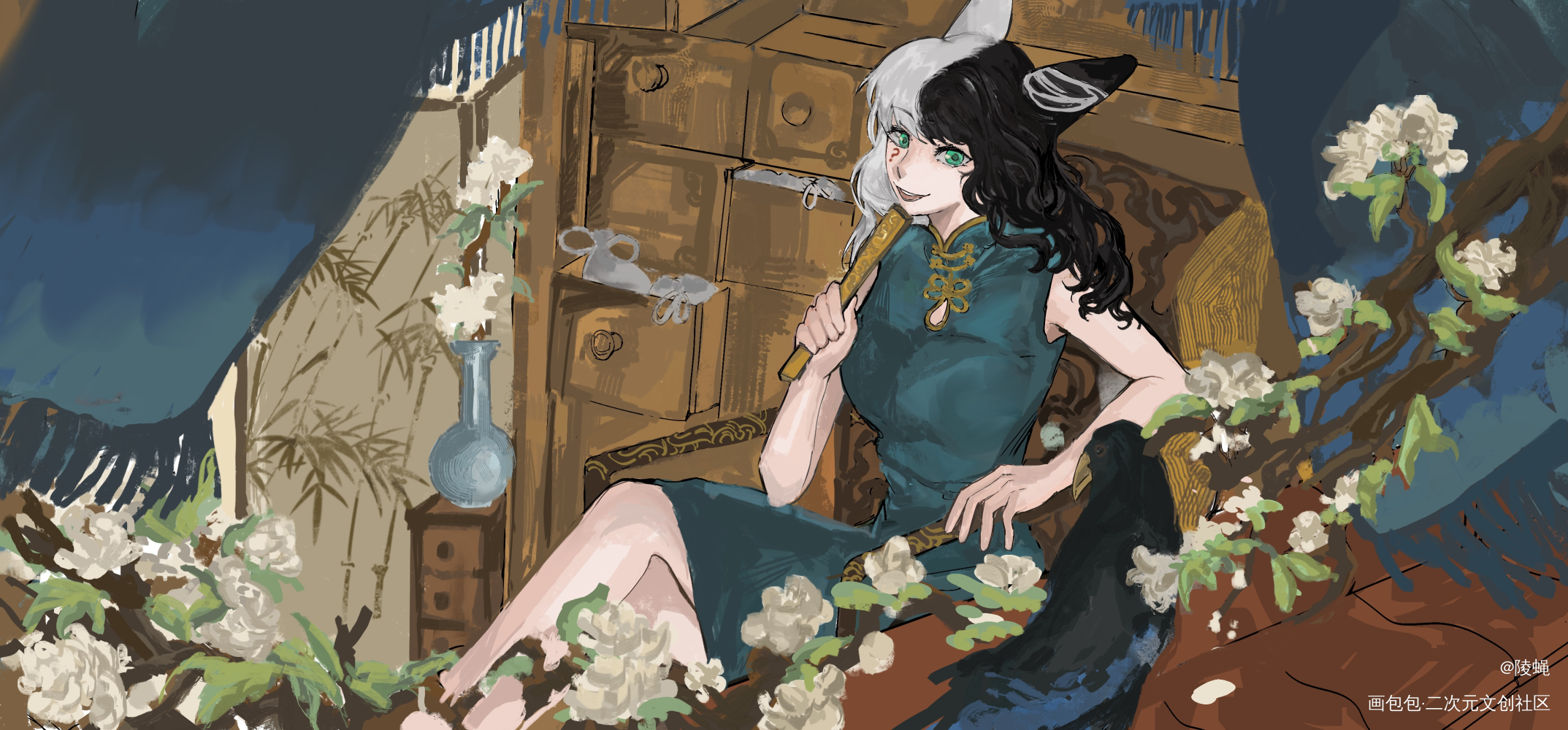 新年好（oc约稿）_何首乌插画约稿板绘oc绘画作品