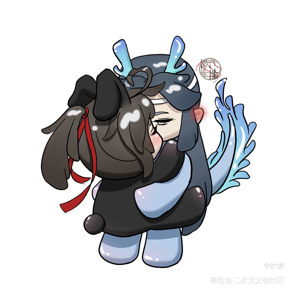 龙兔宝宝_魔道祖师包包的四周年高光秀蓝忘机魏无羡绘画作品