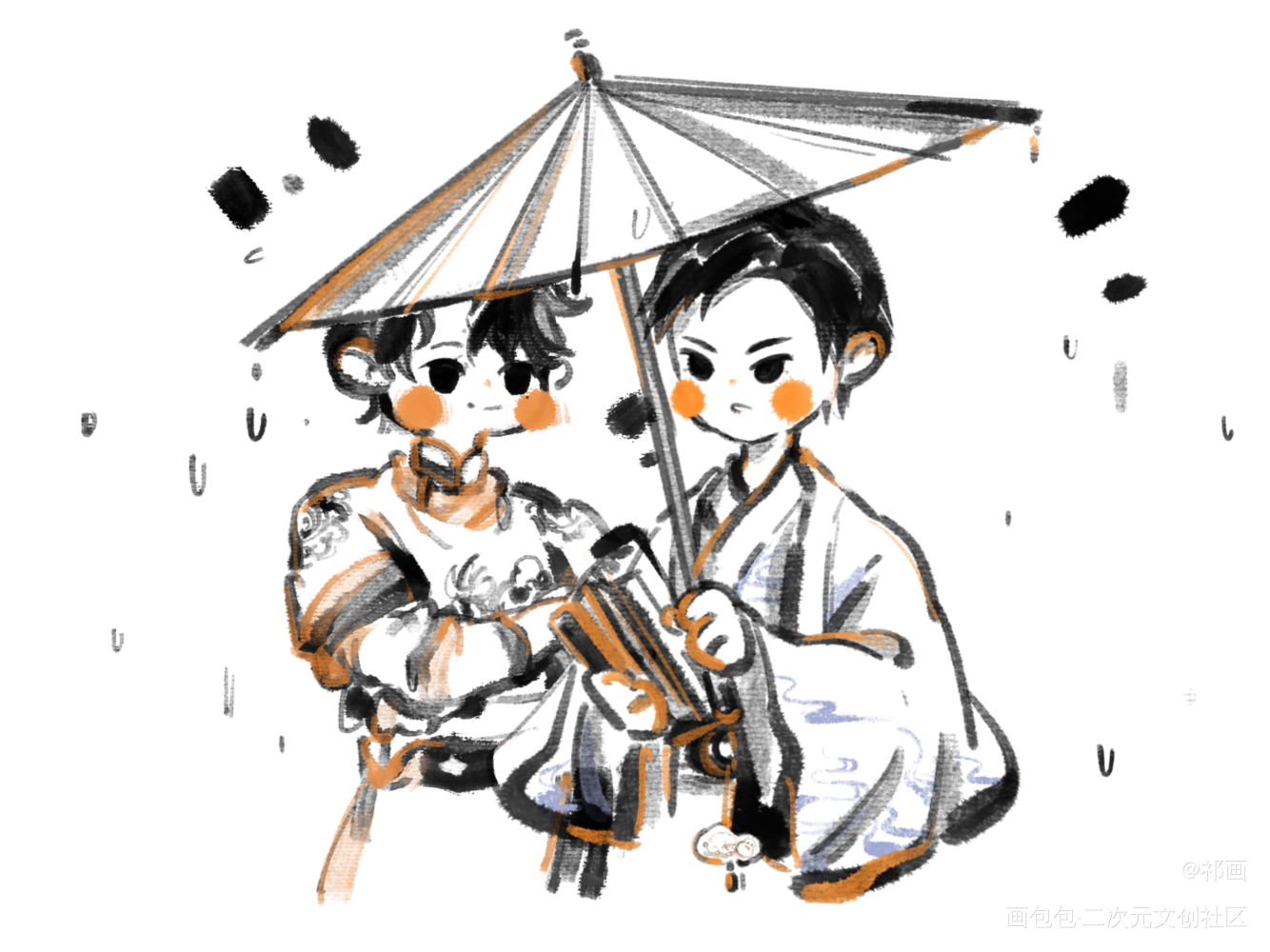 水墨小人——妹叔_谁把谁当真188男团妹叔绘画作品