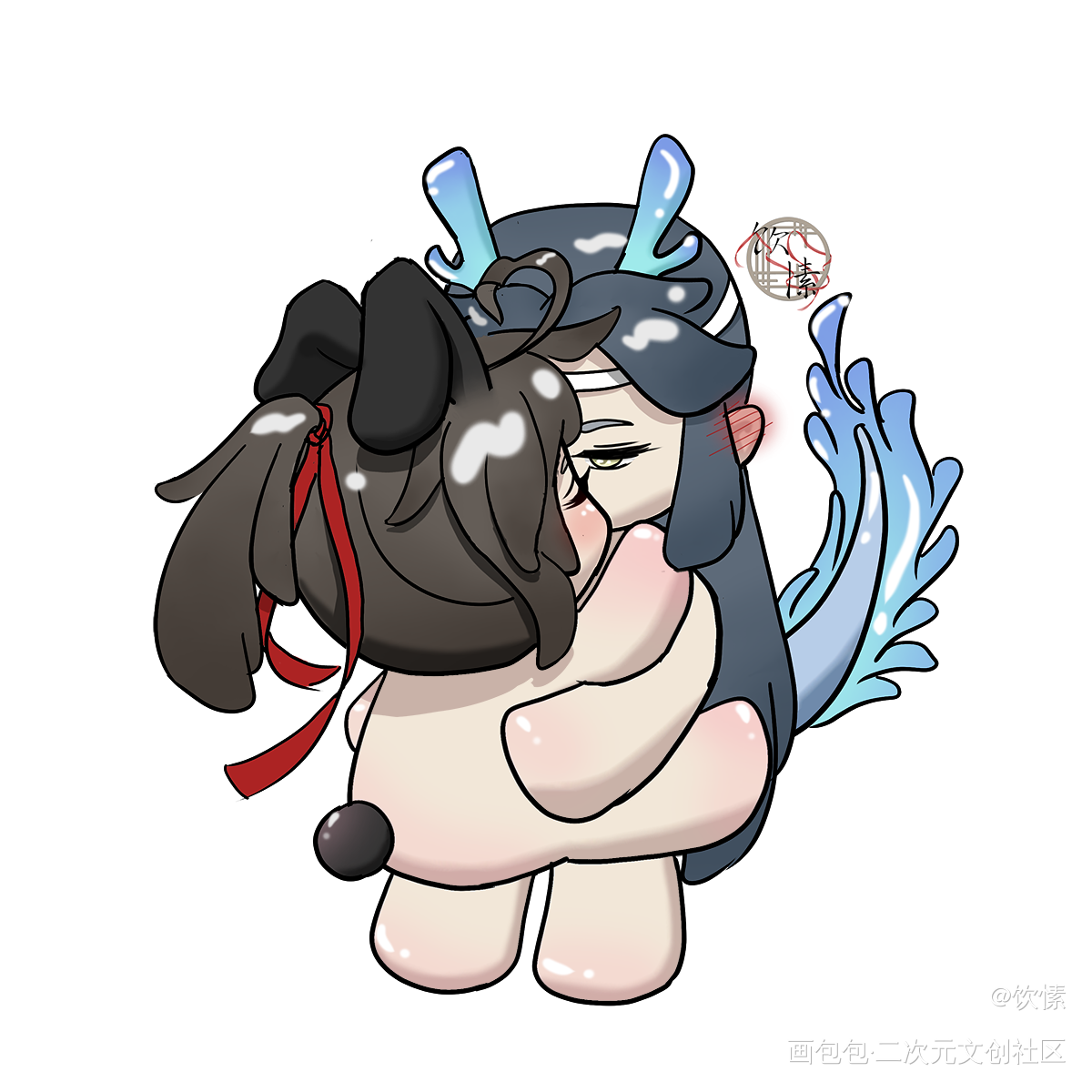 贴贴_魔道祖师包包的四周年高光秀蓝忘机魏无羡绘画作品