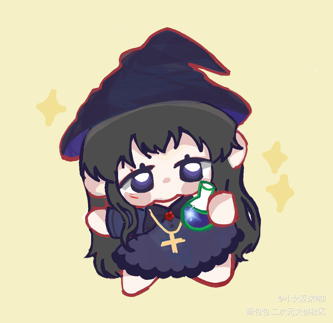 惊封小女巫Q版人物_我在惊悚游戏里封神绘画作品